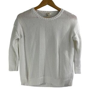 J.Crew Crochet Crewneck Beach White Long Sleeve Sweater Size Small